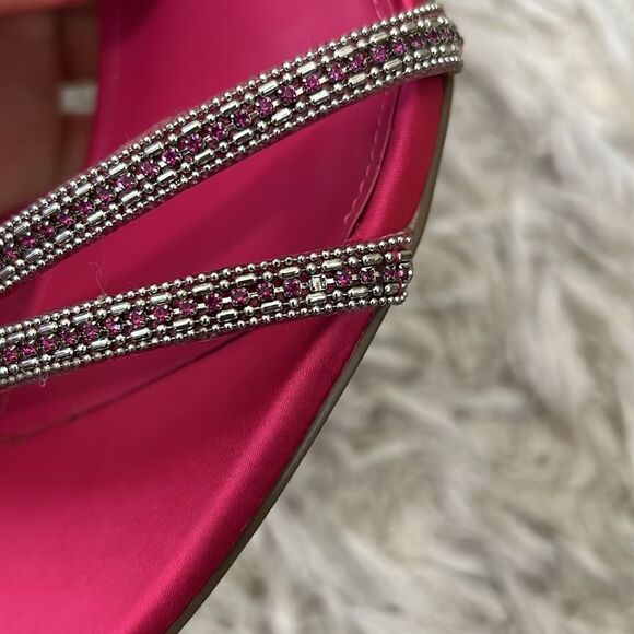 Sam Edelman Daisie Embellished Strappy High Heel Sandals in Fuchsia Satin sz 9.5 - Picture 8 of 14